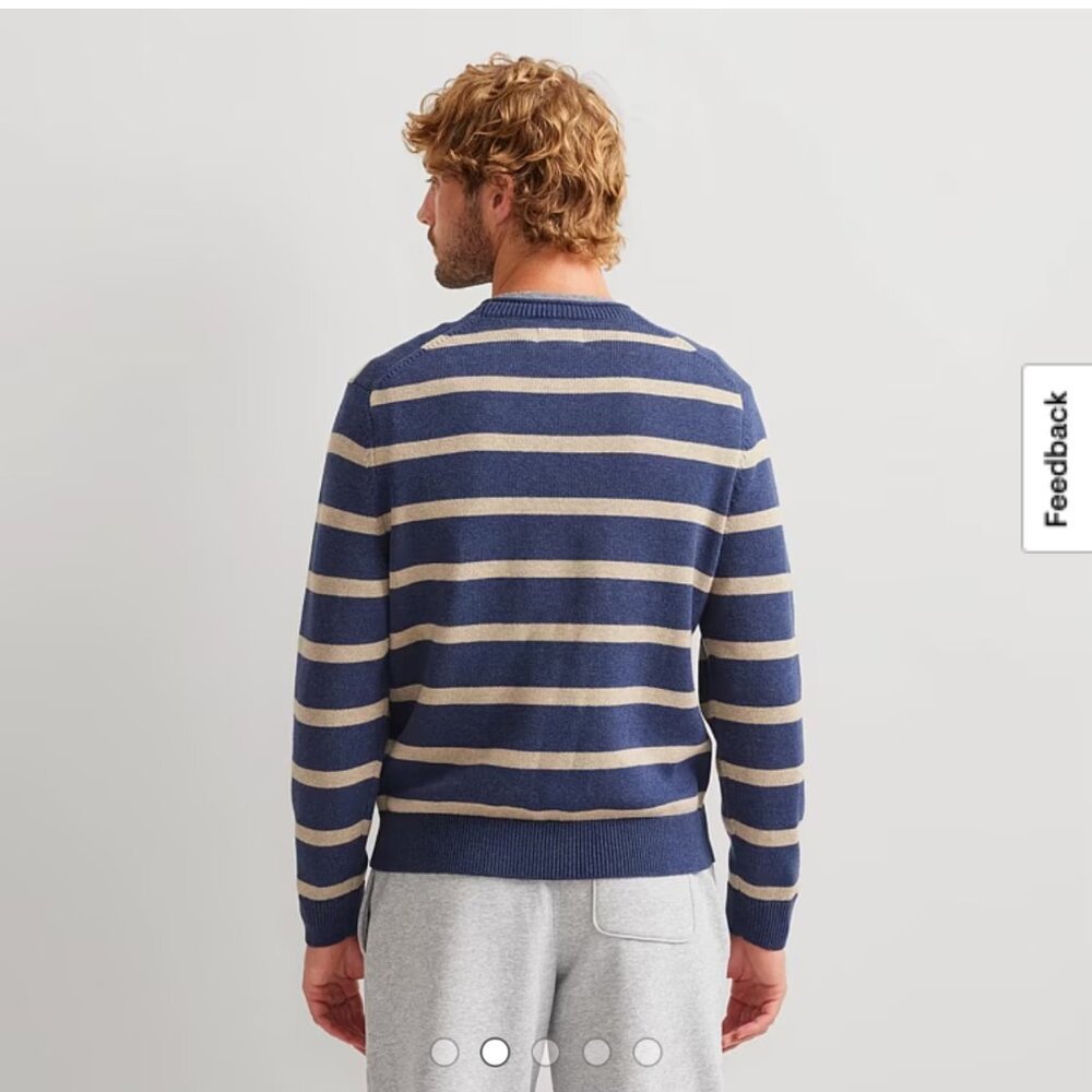 Eddie Bauer Signature Roll Neck Stripe Sweater Cotton in Navy Heather size Large - Picture 6 of 8